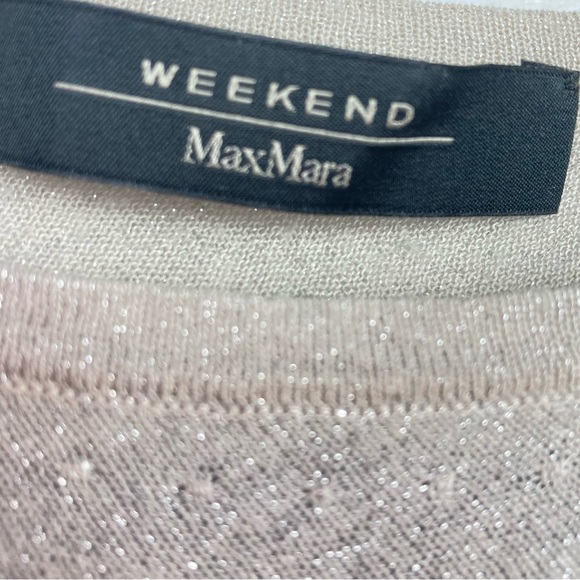 MAX MARA Metallic Dolman Sleeve Asymmetrical Lightweight Sparkly Sweater - Picture 5 of 11